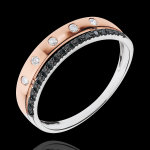 Anneau frie - couronne d'etoiles - petit modle - or blanc et or r