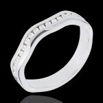 Anneau illusion or blanc 18 carats semi pav� - serti rail - 16 diamants