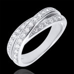 Anneau saturne diamant - or blanc 9 carats - 29 diamants