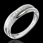 Anneau saturne diamant - or blanc 9 carats