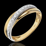Anneau saturne diamant - or blanc et or jaune 9 carats