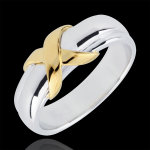 Anneau signe or blanc et or jaune 18 carats