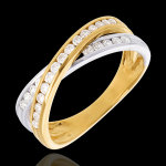 Anneau tandem pav� - 0. 38 carats - 25 diamants - or blanc et or jaune 1