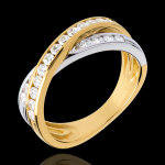 Anneau tandem pav� (tgm) - 0. 6 carats - 23 diamants - or blanc et or ja