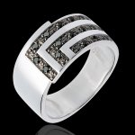 Ap3213 - bague querre or blanc 18 carats et diamants noirs