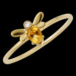 Bague abeille pop - or jaune 9 carats, diamant et citrine Bague abeille pop - or jaune 9 carats, diamant et citrine