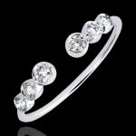 Bague abondance - suspension - or blanc 9 carats et diamants Bague abondance - suspension - or blanc 9 carats et diamants
