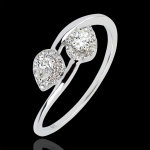 Bague abondance - toi & moi diamants poires - or blanc 9 carats et diama Bague abondance - toi & moi diamants poires - or blanc 9 carats et diama