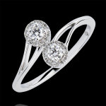 Bague abondance - toi & moi diamants ronds - or blanc 9 carats et diaman Bague abondance - toi & moi diamants ronds - or blanc 9 carats et diaman