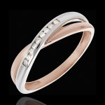 Bague alliance isis diamants - or blanc et or rose 18 carats