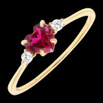 Bague amara  or jaune 9 carats avec diamants synthtiques et rubis s