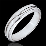 Bague amour - alliance homme or blanc 18 carats - diamant 0. 022 carat