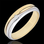Bague amour - alliance homme or blanc et or jaune 9 carats - diamant 0. 0