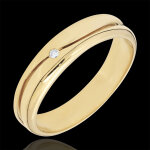 Bague amour - alliance homme or jaune 18 carats - diamant 0. 022 carat