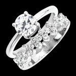 Bague astre  or blanc 18 carats recycl & diamants de synthse