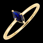 Bague azure  or jaune 9 carats, saphir synthtique