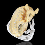 Bague balade imaginaire - faon rveur - argent - 60 diamants