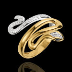 Bague balade imaginaire - menace prcieuse - deux ors et diamants - or