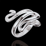 Bague balade imaginaire - menace prcieuse - or blanc 9 carats et diama