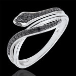 Bague balade imaginaire - serpent envoutant - or blanc 9 carats et diama