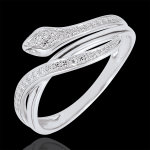 Bague balade imaginaire - serpent envoutant - or blanc 9 carats et diama