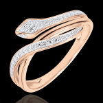 Bague balade imaginaire - serpent envoutant - or rose 18 carats et diama