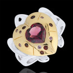 Bague balade imaginaire - tortue d'amour - argent et pierres fines