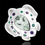 Bague balade imaginaire - tortue ocane - argent et pierres fines