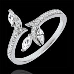 Bague bois mystrieux - or blanc 18 carats et diamants navettes