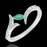 Bague bois mystrieux - petit modle - or blanc 18 carats et meraude