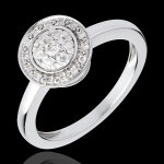 Bague bouton destin�e - or blanc 18 carats pav�e