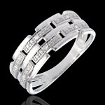 Bague canevas or blanc 18 carats pav�e diamants - 6 diamants