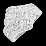 Bague cascade - or blanc 9 carats et diamants synth�tiques