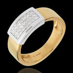 Bague ceinturon pave - or blanc et or jaune 18 carats