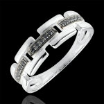Bague clair obscur - chemin secret - or blanc, diamant noir - petit mod