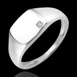 Bague clair obscur - chevalire ene - or blanc 18 carats et diamant
