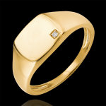 Bague clair obscur - chevalire ene - or jaune 9 carats et diamant