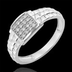 Bague clair obscur - chevalire mailles - or blanc 9 carats et diamants