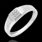 Bague clair obscur - chevalire pav - or blanc 9 carats et diamants