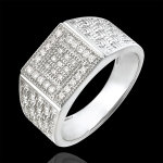 Bague clair obscur - chevalire tisse - or blanc 18 carats et diamant