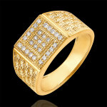 Bague clair obscur - chevalire tisse - or jaune 18 carats et diamant