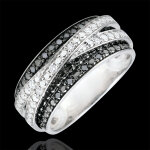Bague clair obscur - ombre porte - or blanc 9 carats et diamants noirs
