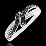 Bague clair obscur rendez - vous - or blanc 9 carats, diamant noir