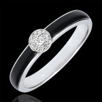 Bague clair obscur solitaire - laque noire et diamants 0. 04 ct - or blan