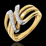 Bague cl d'ut - 6 diamants - or blanc et or jaune 18 carats