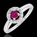Bague clévia - rubis - or blanc 9 carats Bague clévia - rubis - or blanc 9 carats