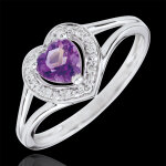 Bague coeur enchantement - amthyste - or blanc 9 carats