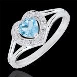 Bague coeur enchantement - topaze bleue - or blanc 18 carats Bague coeur enchantement - topaze bleue - or blanc 18 carats