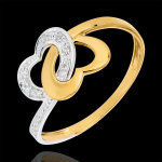Bague coeurs li�s deux ors - or blanc et or jaune 18 carats