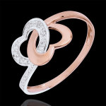 Bague coeurs li�s or blanc et or rose 18 carats